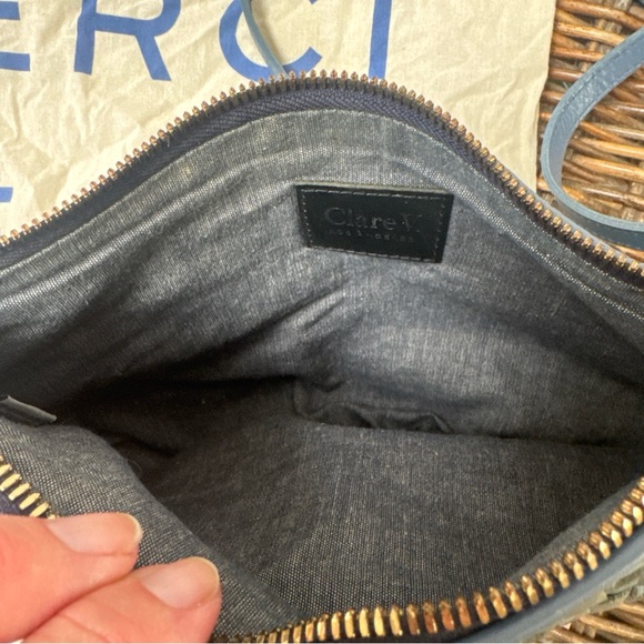 Clare V Petit Moyen Blue Woven checker Women's Bag - Picture 10 of 10